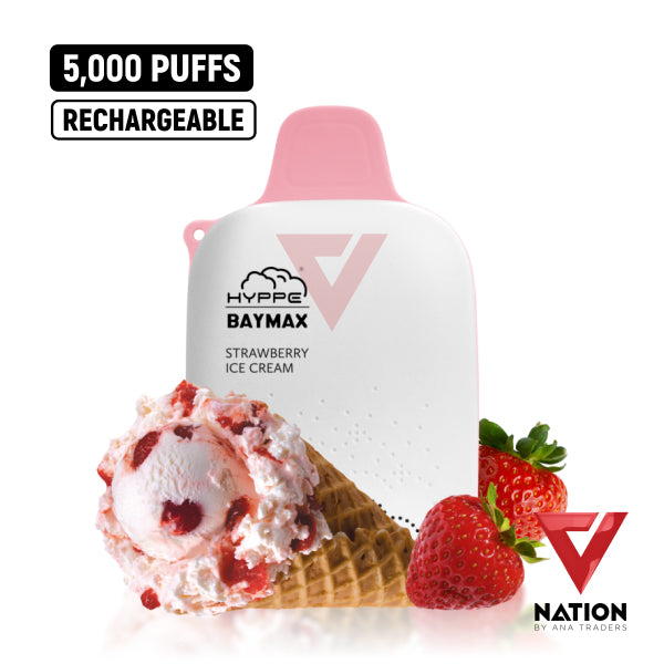 HYPPE BAYMAX STRAWBERRY ICE CREAM 5% 5000 PUFFS