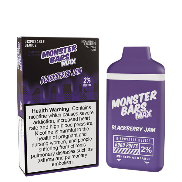 MONSTER BAR MAX BLACKBERRY JAM 20MG 6000 PUFFS