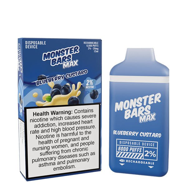 MONSTER BAR MAX BLUEBERRY CUSTARD 20MG 6000 PUFFS