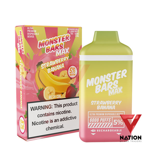 MONSTER BAR MAX FRUIT STRAWBERRY BANANA 20MG 6000 PUFFS