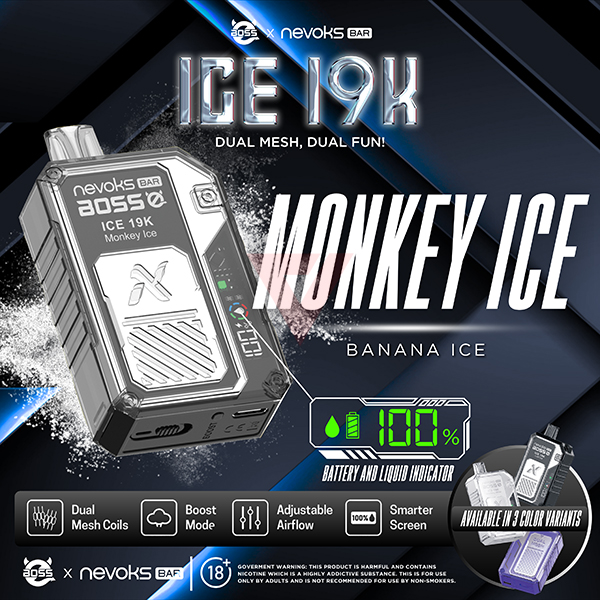 NEVOKS BAR ICE BANANA ICE 2% 19K PUFFS (MONKEY ICE)